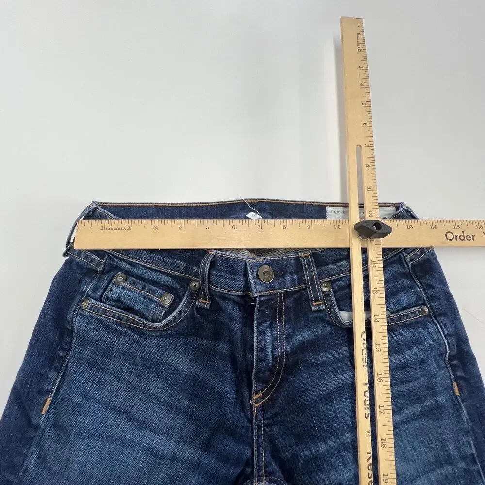 Rag & Bone Jeans Womens 25 Blue Dre Skinny Cuffed Hem Distressed Denim Casual - Picture 8 of 10